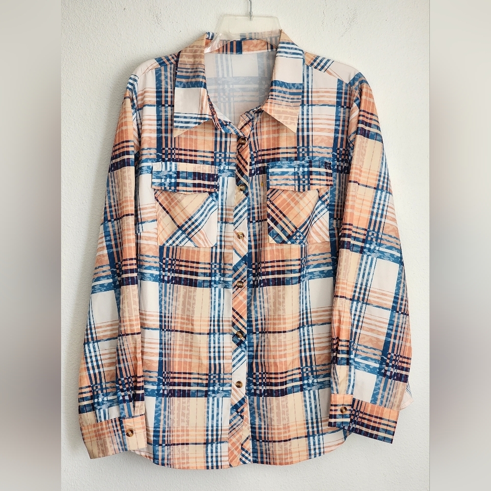 Plus Size Women's Button Front Long Sleeve Shirt Pockets Unbranded Sz 2XL